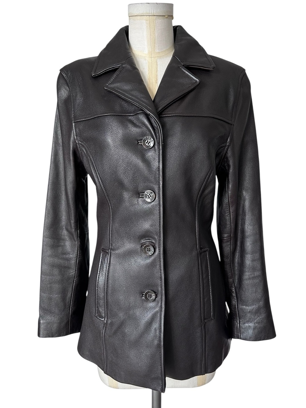 Wilsons Leather Women's Buttery Brown Leather Blazer Jacket Vintage Size Small